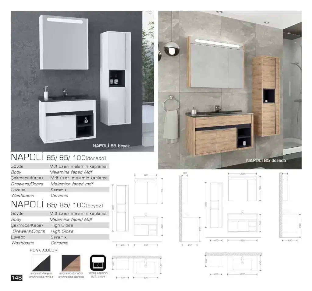 lux napoli banyo mobilyası