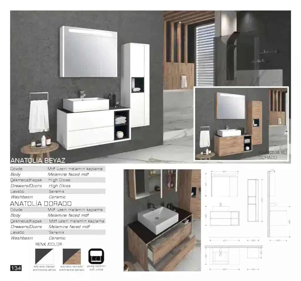 Anatolia Beyaz Banyo Mobilyası