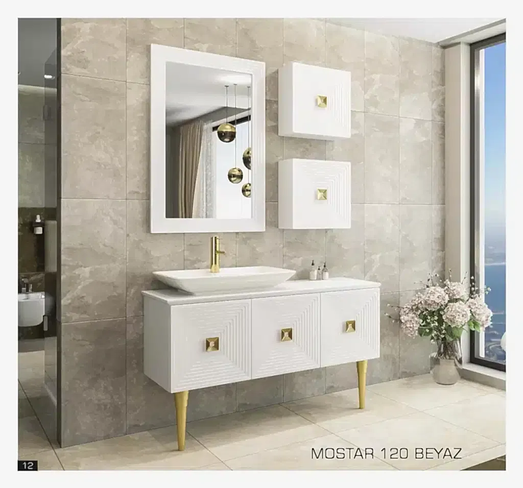 premium mostar banyo dolabı beyaz