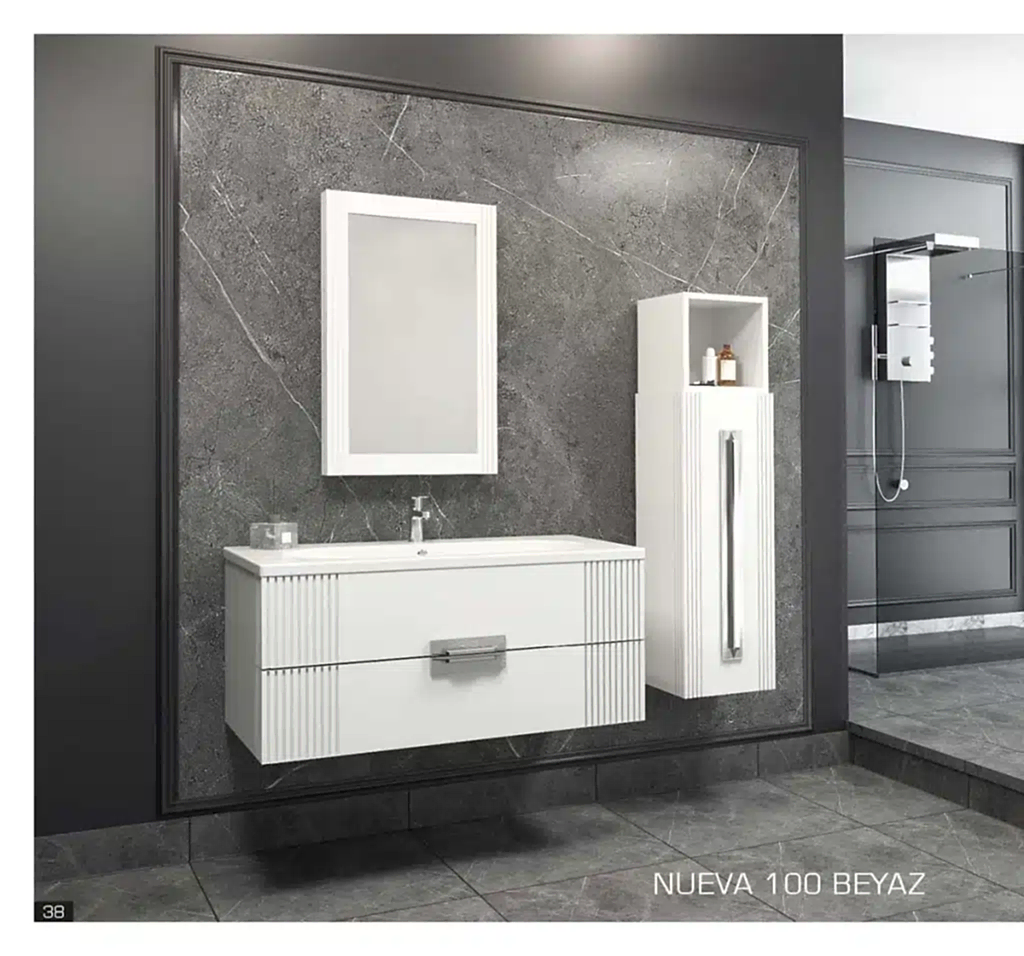 premium nueva banyo dolabı beyaz